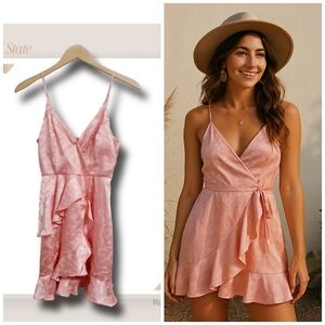 🌿Altar'd State Women's Small Peachy Pink Mini Ruffle Dress-Adorable!